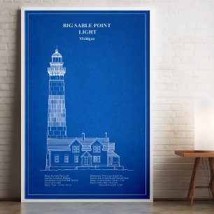 Poster Farol Big Sable Point - Michigan - AD