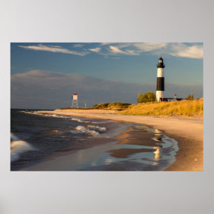 Póster Farol Big Sable Point no Lago Michigan 2