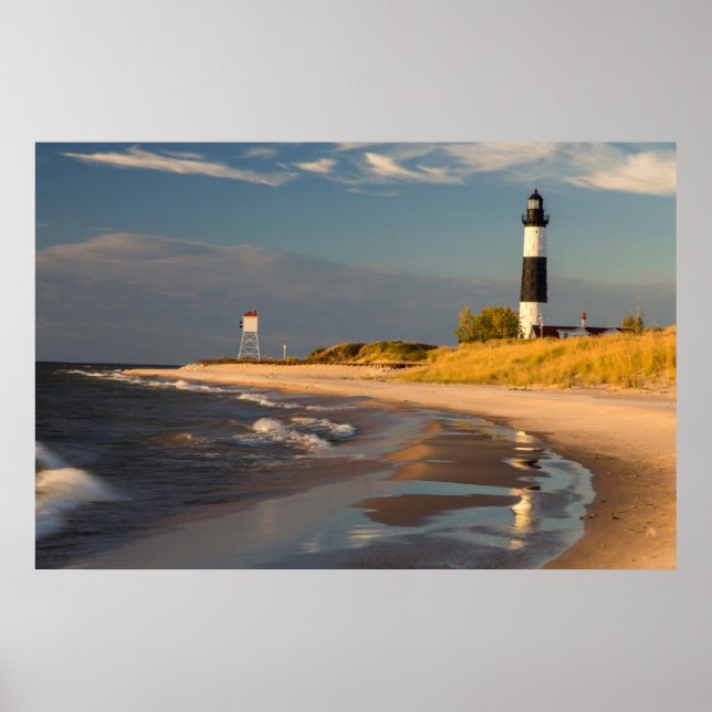 Póster Farol Big Sable Point no Lago Michigan 2 (Frente)