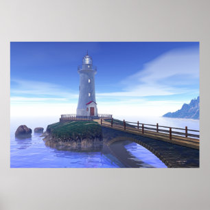 Poster Farol chave de Elliot - azul das caraíbas