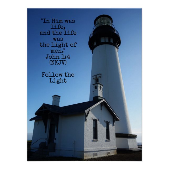 Póster Farol Cristão João 1:4 (Frente)