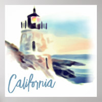 Farol da Califórnia Pintura Solar Bela Arte
