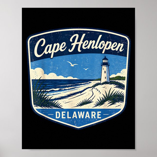 Poster Farol da praia do oceano cape henlopen delaware (Frente)