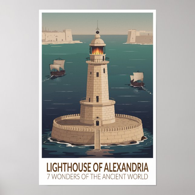 Poster Farol de Alexandria 7 Maravilhas do Mundo (Frente)