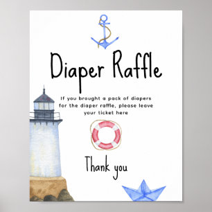 Poster Farol de aquarela - jogo de Raffle Fralda