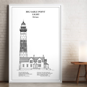 Poster Farol de Big Sable Point - Michigan - BD