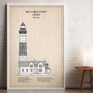 Poster Farol de Big Sable Point - Michigan - SBD