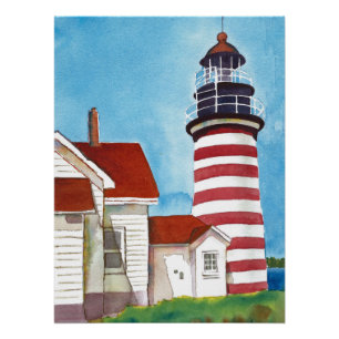 Póster Farol de Cabeça Quadrada Ocidental 20"x26,67Poster