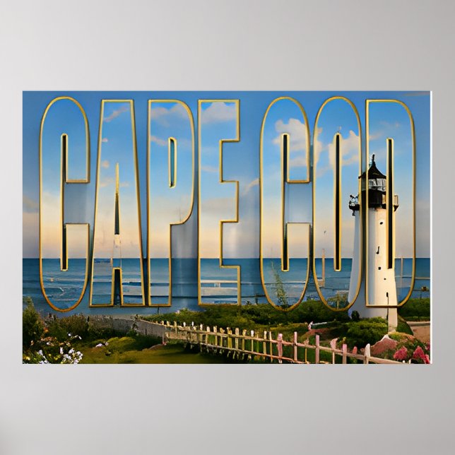 Poster Farol de Cape Cod Massachusetts Viagem Costeira (Frente)