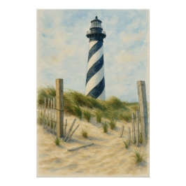 Póster Farol de Cape Hatteras em Aquarela