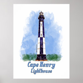 Poster Farol de Cape Henry Aquarela - Virgínia