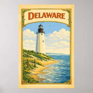 Poster Farol de Delaware Vintage