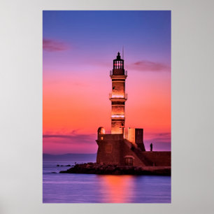 Poster Farol de Grécia à noite