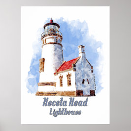 Poster Farol de Heceta Head Aquarela - Oregon