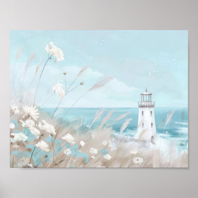Poster farol de ilustração de estilo aquarela (Frente)