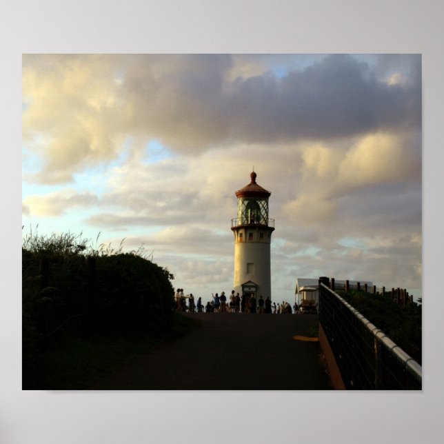 Póster Farol de Kilauea Point ao anoitecer (Frente)
