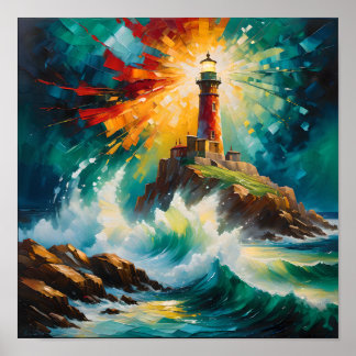 Poster Farol de Luz e Tempestade – Abstrato