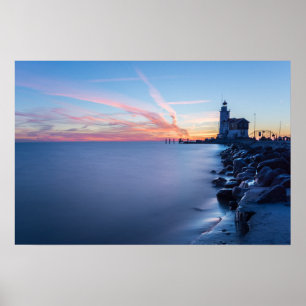 Póster Farol de Paard camionete Marken em um nascer do