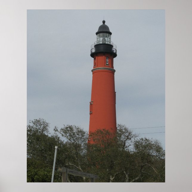 Poster Farol de Ponce Inlet Acima das Árvores (Frente)