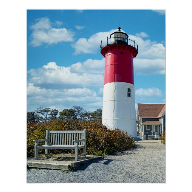 Póster Farol de praia de Nauset no Cabo Cod (Frente)