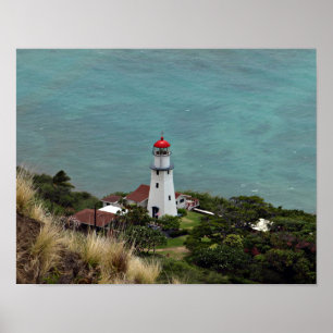 Poster Farol Diamond Head em uma ilha havaiana em um