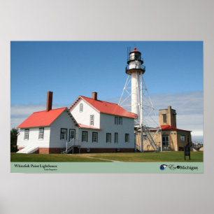 Póster Farol do ponto do peixe branco - Michigan