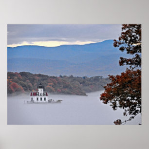 Poster Farol dos prados de Esopus na névoa