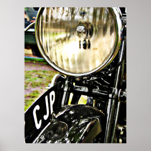 Póster Farol e matrícula da motocicleta do vintage