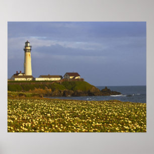 Poster Farol em Pigeon Point State Beach em San