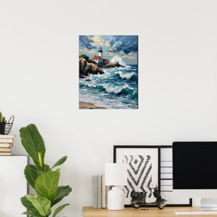 Poster Farol em uma costa tempestuosa