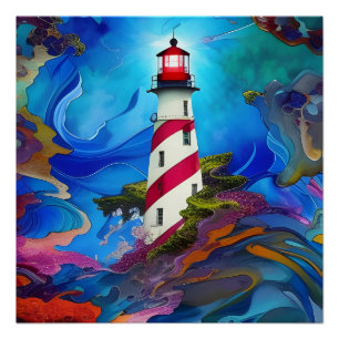 Póster Farol em uma tempestade