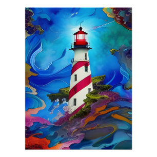 Póster Farol em uma tempestade