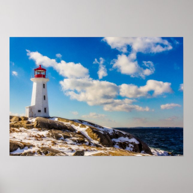 Póster Farol | Inverno Em Peggy'S Cove, Nova Escócia (Frente)