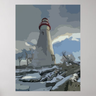 Póster Farol na neve