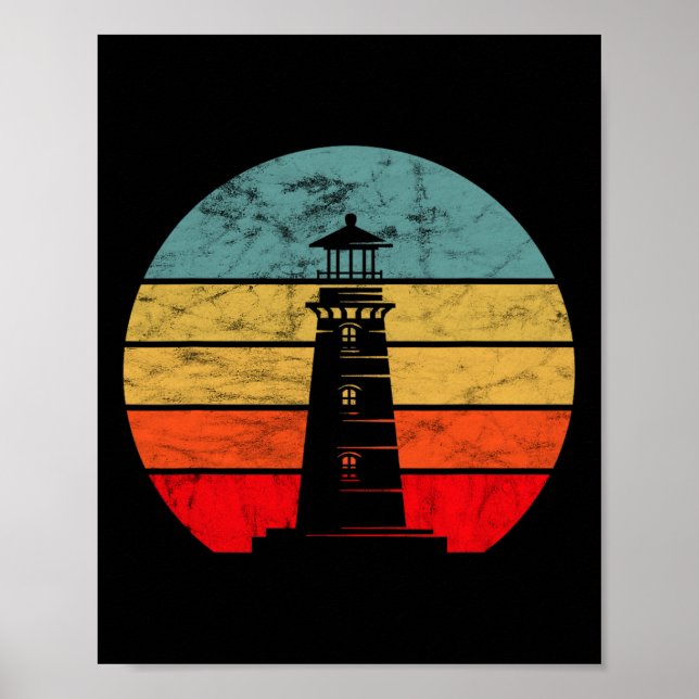 Poster Farol Retro Vintage Praia Barco Marítimo Vida (Frente)