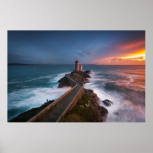 Póster Farol Sunset Plouzané   Finistère, Bretanha