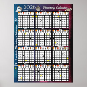 Poster Fase Lunar Astrológica Anual de 2026