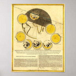 Póster Fases da lua em torno do mapa da terra