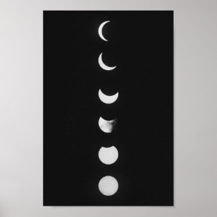 Poster Fases e eclipse da lua na foto preto e branco
