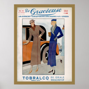 Póster Fashion Ad de 1930 de uma revista holandesa de 193