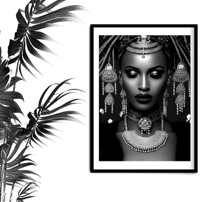 Poster Fashion African Black White jewelery Título (Criador carregado)