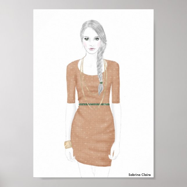 Poster Fashion Sketch - Suéter Vestido (Frente)