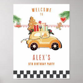Poster Fast Cars Sweet Gingerbread Car Christmas Birthday