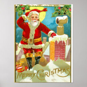 Póster Father Christmas at a chimney