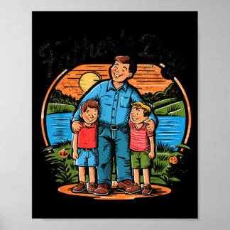 Poster Fathers Day With Sons Happy Dad Design Idea 