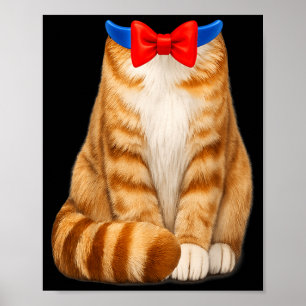 Poster Fatia de Laranja Fantasia de Gato Laço de Bow Tie 
