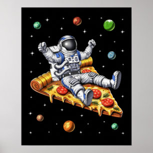 Poster Fatia de Pizza Analítica Astronauta