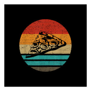 Póster Fatia de Pizza Estilo Retro Vintage