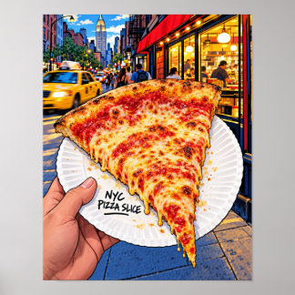 Poster Fatia de Pizza na Rua de Nova York