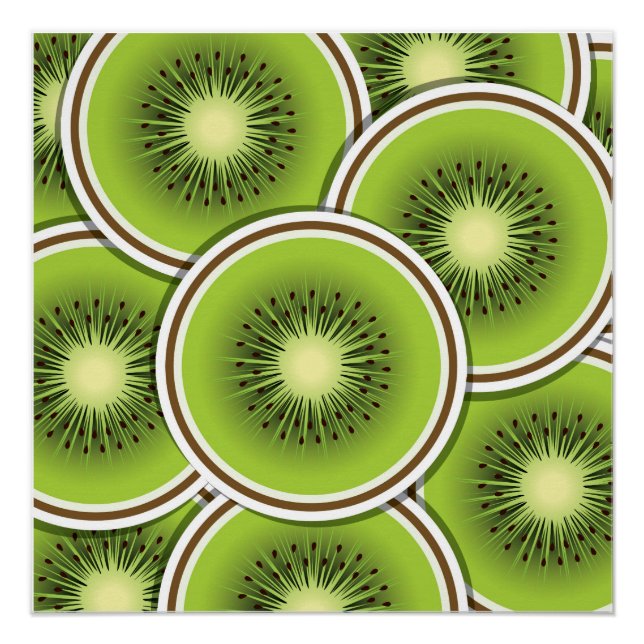 Póster Fatias de fruta de kiwi funky (Frente)
